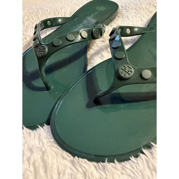 Tory Burch Studded Jelly Thong Flip Flop Sandals Green Size 7 NWOT - Picture 2 of 3